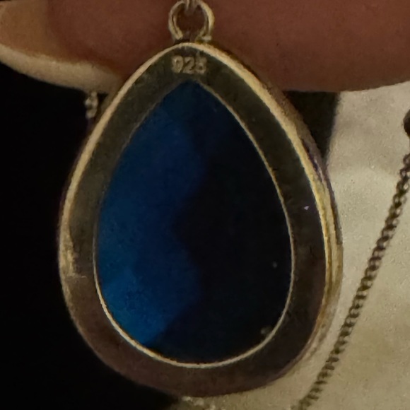 Labradorite Blue tear drop necklace with crystals - Picture 3 of 3